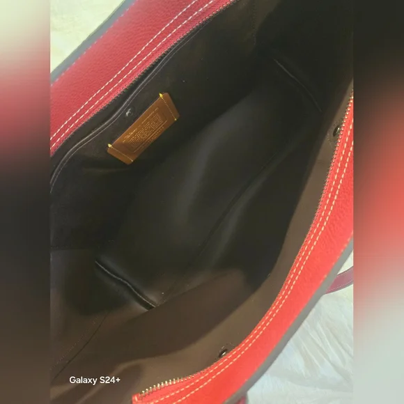 Coach Red Mickey Mouse Leather Tote - Picture 7 of 8